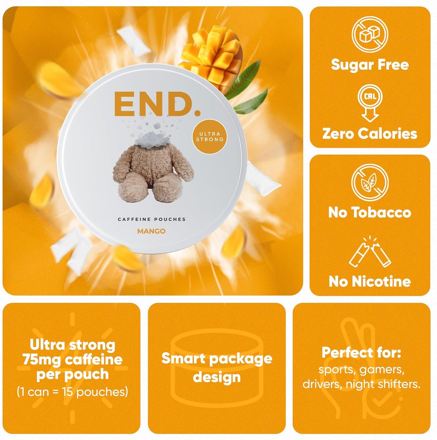 END Mango Caffeine Pouches