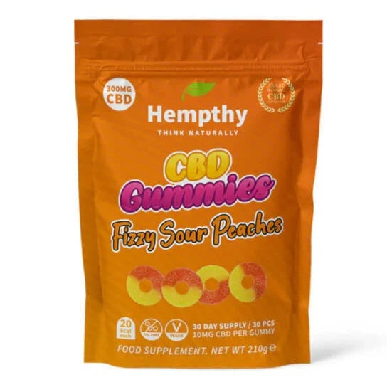 HEMPTHY CBD Gummies Fizzy Sour Peaches 300mg